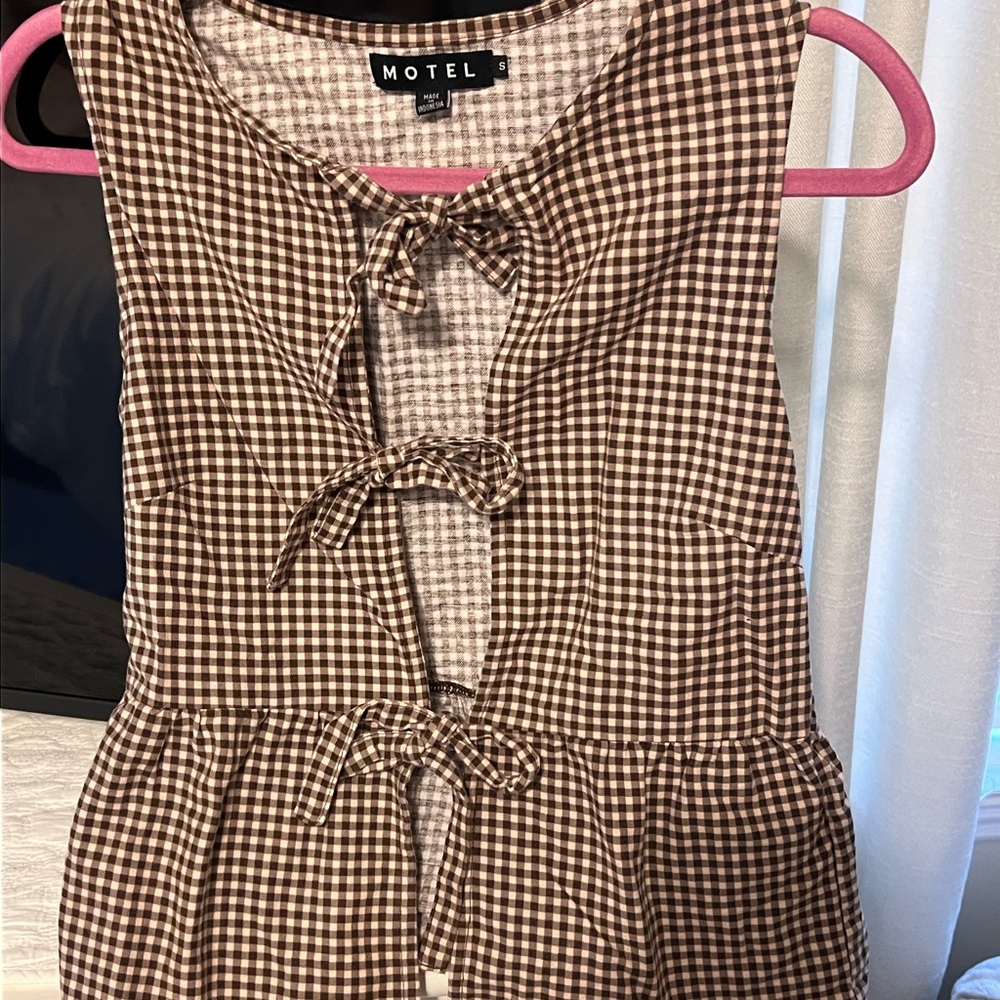 Motel Rocks Brown Gingam Top